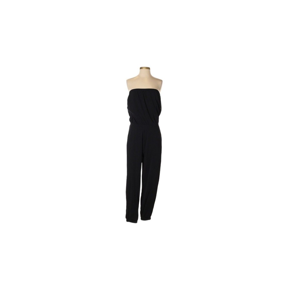 Sweet Pea by Stacy Frati Black Strapless Nylon Wide-Leg Jumpsuit Medium EUC